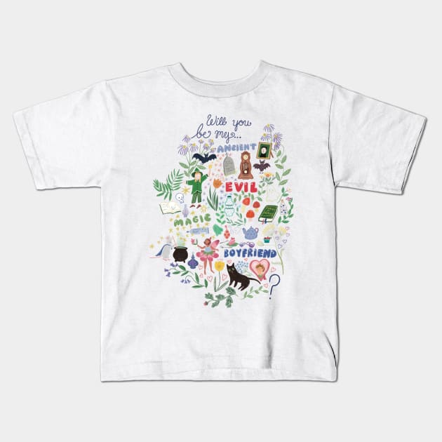 Ancient, evil, magic boyfriend!!! Kids T-Shirt by First Bite Pod